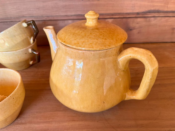 Image 1 of Service à café ocre signé G. Platon Vallauris