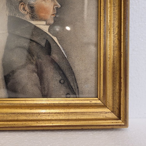 Image 1 of Dibujo Sobre Papel "Retrato Masculino de Perfil", P. S. XX - Francia