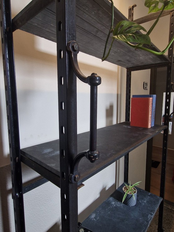 Image 1 of 2 pieces vintage, art deco heavy shelving units with slate shelves