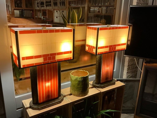 set = 2 x lampada da scrivania Art Déco - Mosaico