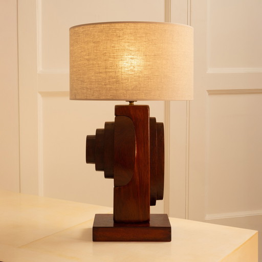 Sculpturale houten lamp - Italië 1960