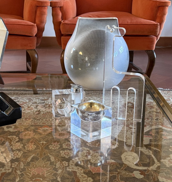 Image 1 of Ruimtetijdperk helder perspex asbak, Italië 1970