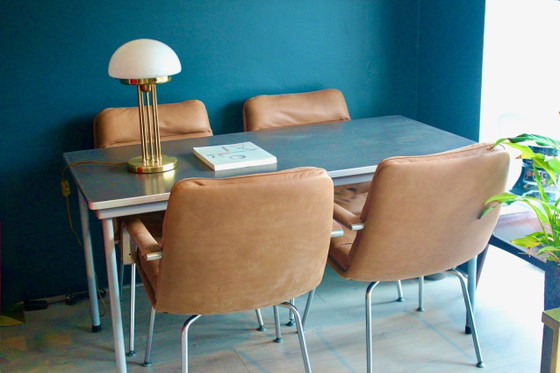 Ensemble de Fauteuils de Direction Artifort Channel par Geoffrey Harcourt, Aluminium, Cuir (photo 11 sur 12)