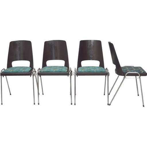 Set di 4 sedie tropicali vintage Baumann anni '60