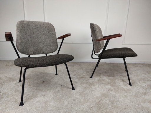 Lot de 2 Fauteuils par Gijs Van Der Sluis Retapissés
