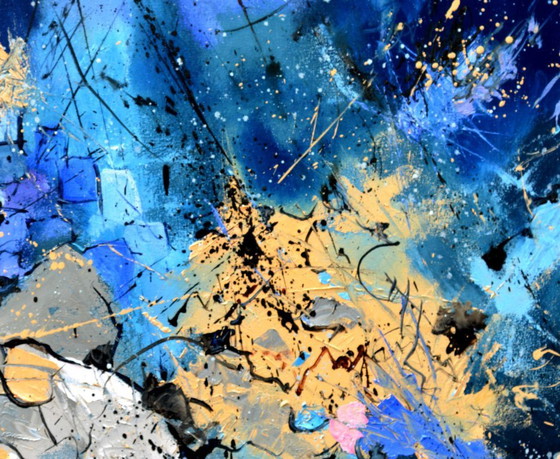Pintura abstracta, azul y oro, Pinturas y dibujos, Lienzo (foto 3 de 5)