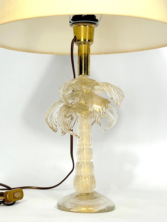 Image 1 of Mid-century rare brass and murano glass table lamp by Tommaso Barbi