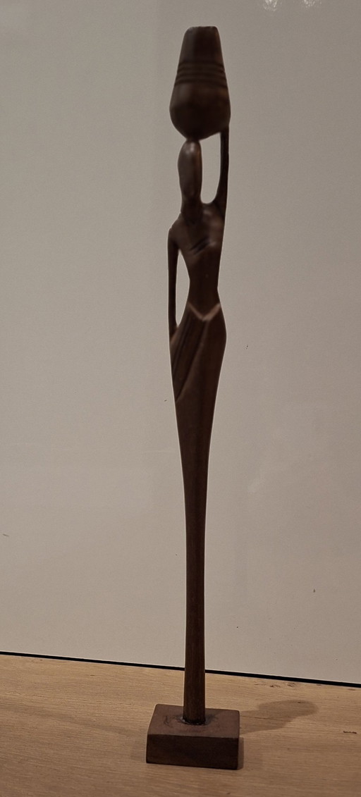 African vintage abstract wooden handmade sculpture woman