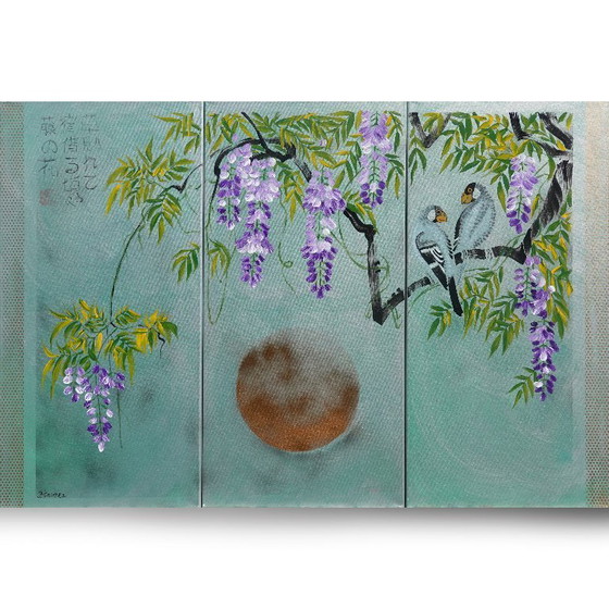 Image 1 of Japanese wisteria J359 - triptych - ready to hang