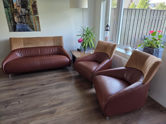 Image 1 of Wunderschönes Leolux Solymi-Set: 2-Sitzer-Sofa und 2 Sessel in exzellentem Zustand.
