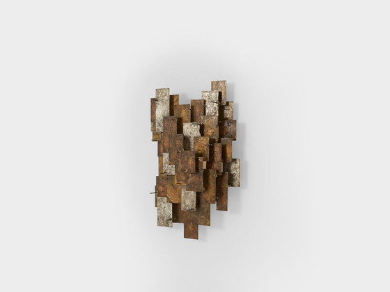 Auguste Fix Patinated Metal Wall Light Sculpture 1970s (photo 2 of 9)
