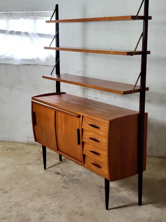 Image 1 of Vintage Swedish freestanding wall system with desk
