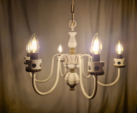 Image 1 of Rare Mid-Century Czech Lighting Set – 6-Arm Chandelier + Wall Lamp by Drukov, 1960s