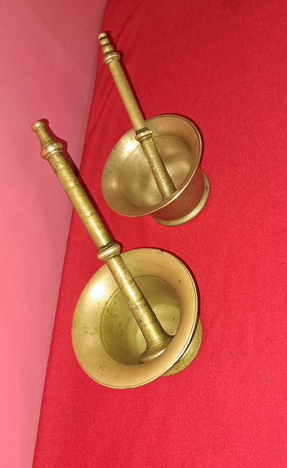 2 antichi mortai in bronzo, Oggetti decorativi, Dorato (foto 4 di 10)
