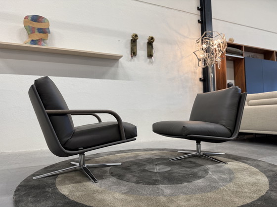 Image 1 of 2 fauteuils pivotants Leolux Kudo cuir Ceras Flint