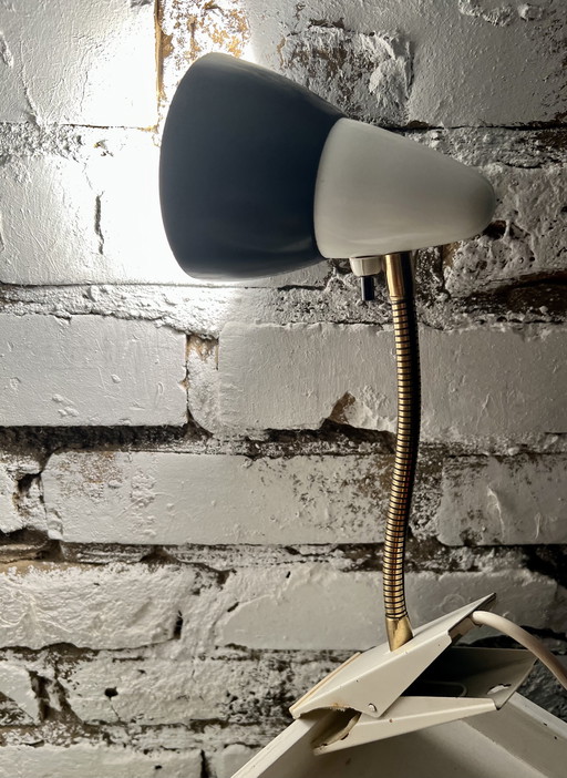 Original vintage Mid - Century clamp lamp in black and white - 1960s design