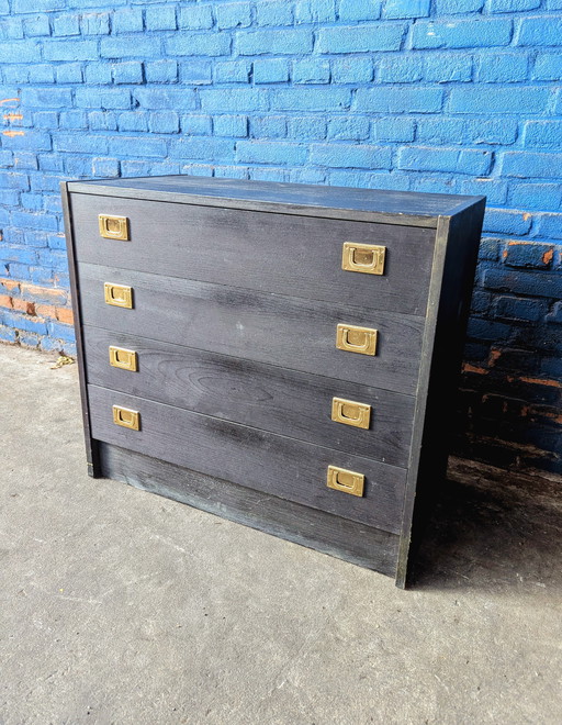 Commode vintage danoise en bois/ laiton