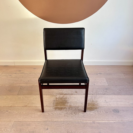 Image 1 of Vintage Topform eetkamerstoelen teak/skai set van 4