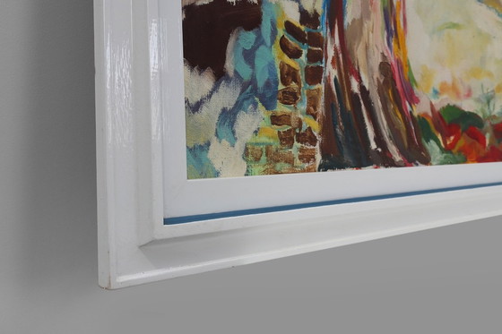 Image 1 of Paysage abstrait moderne, huile sur toile, signée, Belgique, 1982