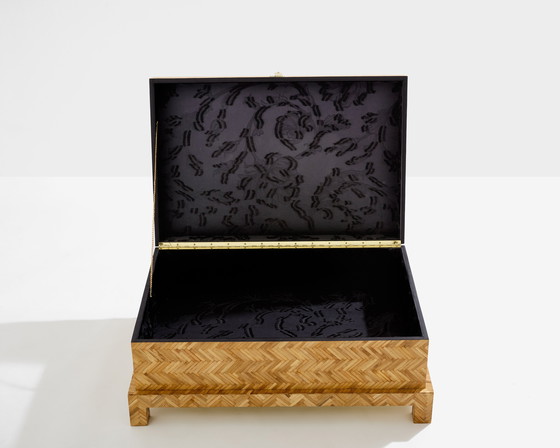 Image 1 of Galerie Maison & Jardin bamboe inlegwerk messing koffer 1970