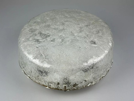 Image 1 of Lampada da soffitto anni '60 e '70 Plafoniera a filo in vetro ghiacciato Hillebrand Germania