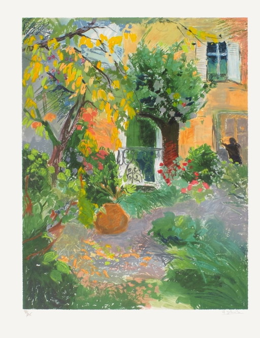 Nancy DELOUIS Le jardin d'Yvonne I Litografia firmata 1990