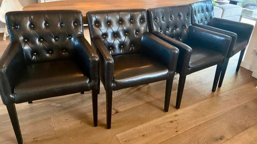 6 chaises et fauteuils de salle à manger en cuir rembourré