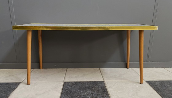 Image 1 of rectangular formica coffee tabel balck and white 1960s