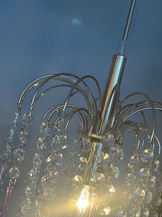 Image 1 of pink teardrop chandelier pendant lamp vintage