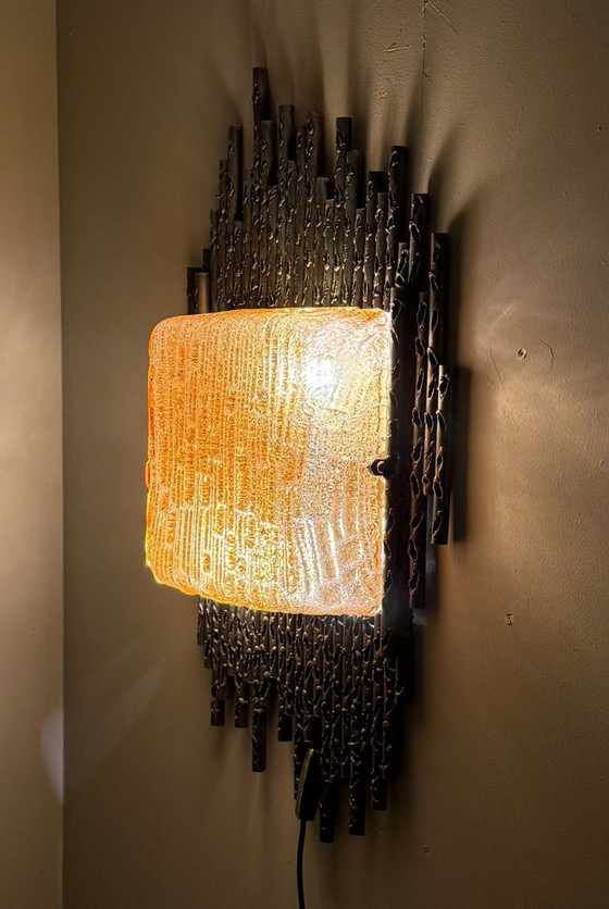 Image 1 of Brutalistische Wandleuchte/Wandlampe Marcello Fantoni, Italien, 1970er Jahre