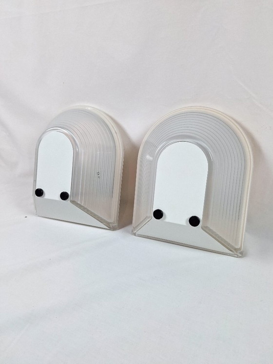 Image 1 of Pair of 80s glass wall lights by Roberto Fiorato for Prisma