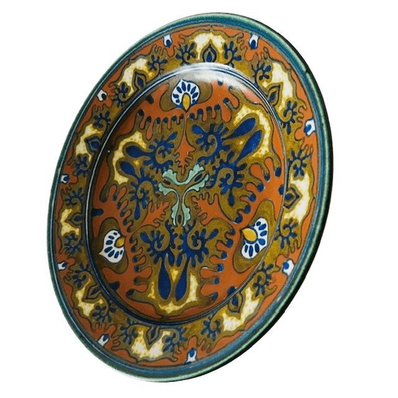 Image 1 of Antique Art Nouveau Rhodian decorative plate, Pottery Factory South Holland 1920s