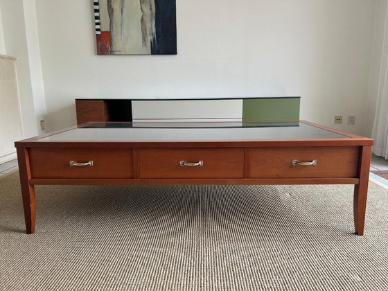 Image 1 of Mesa de centro Jan des Bouvrie con cristal y cajones | 160 cm
