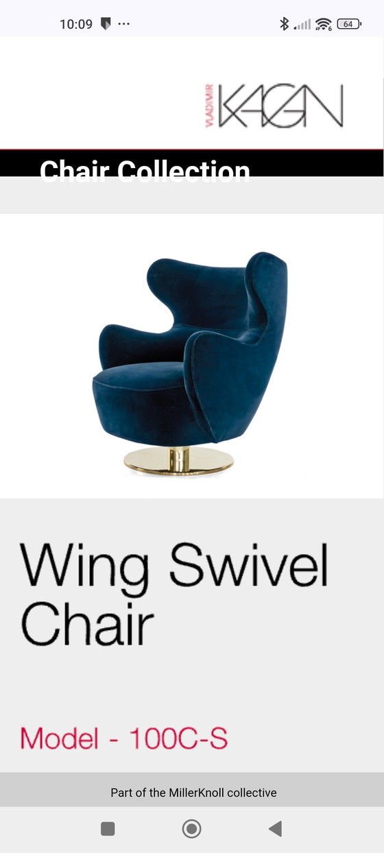 Image 1 of Sillón orejero con respaldo alto Vladimir Kagan