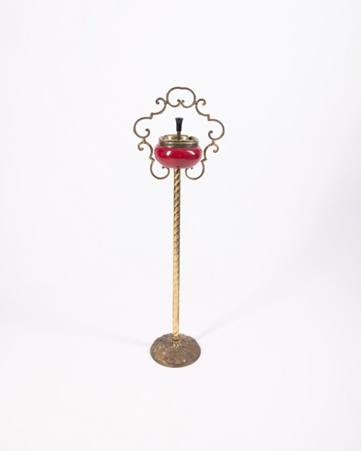 Cenicero de suelo de latón vintage de los años 60 con diseño decorativo italiano. – decoratieve objecten, Brass