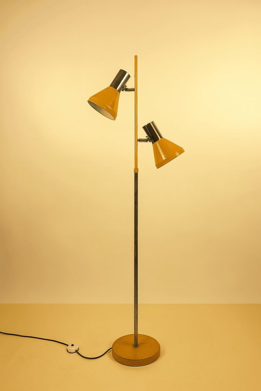 Yellow chrome floor lamp from the 60s