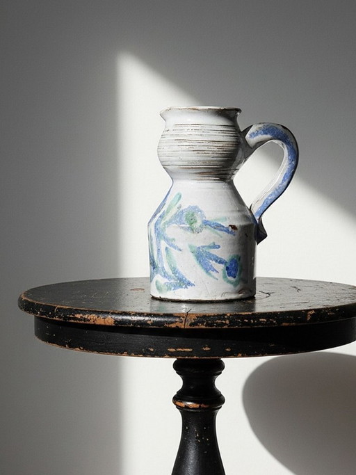 Glazed stoneware pitcher from Vallauris, 1970s, Boris Kasianoff, Albert Thiry, Le Mûrier Era