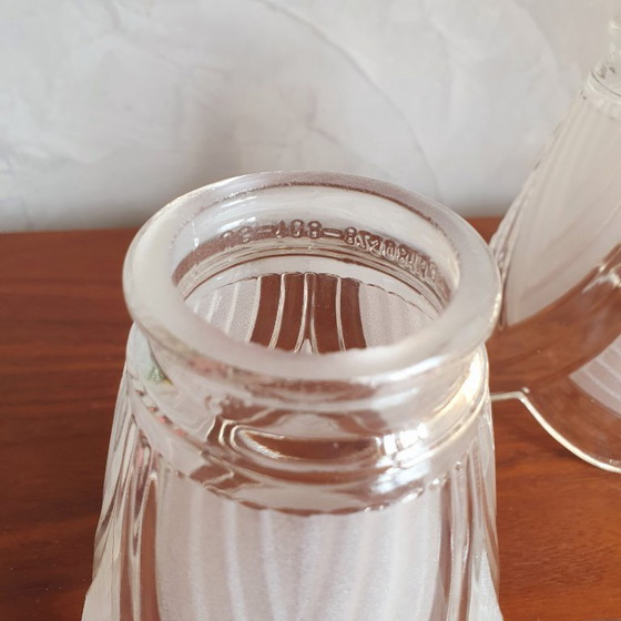 Image 1 of Art Deco Theelichten Vintage Frosted Glas 2 Stuks