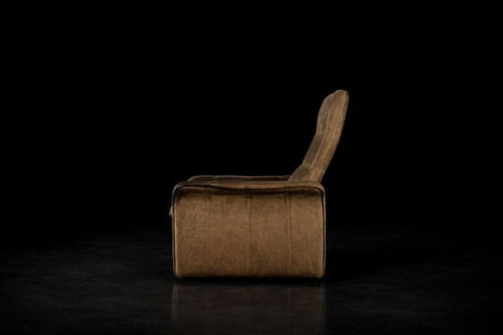 Image 1 of Originele vintage brutalistische DS-50 loungestoel van De Sede, bekleed met buffelleer, jaren 70.