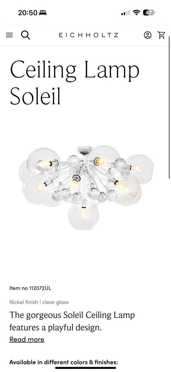 Image 1 of Eichholtz plafondlamp Soleil