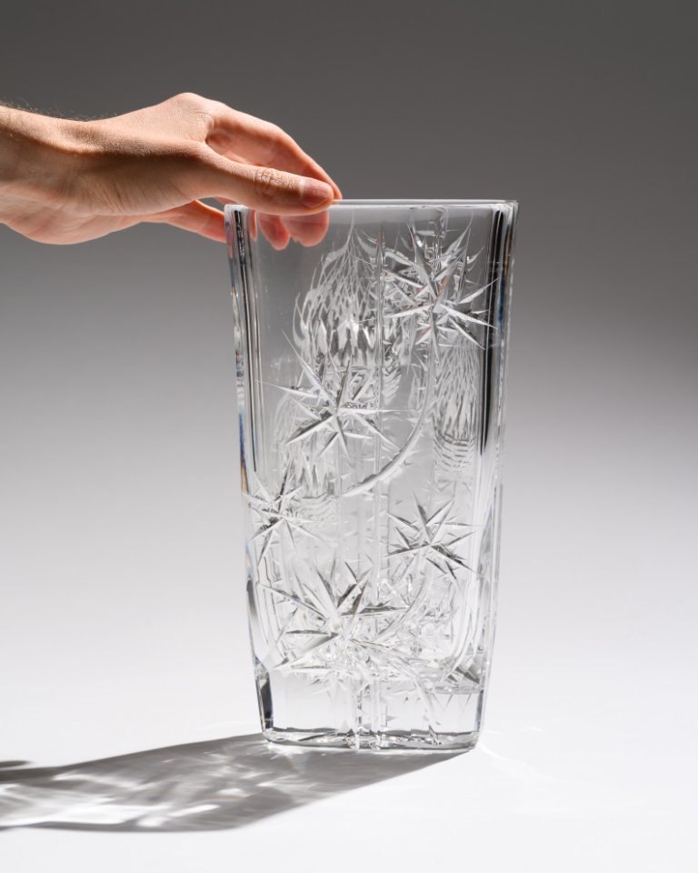 Bohemia Crystal “Thistle” Vase by Josef Švarc Poděbrady Bohemia