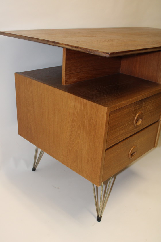 Image 1 of Escritorio de teca moderno de mediados de siglo: Louis Van Teeffelen para Wébé (década de 1950)