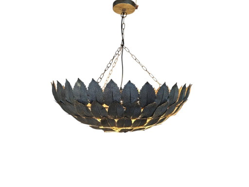 Hollywood Regency - bronze patiné - suspension 'feuille' - 2000