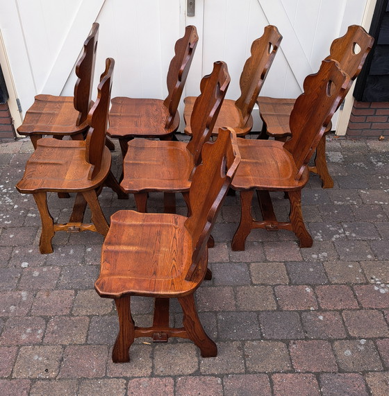 Image 1 of 8 x Brutalistische Eichenstühle.