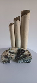 Vintage brutalist ceramic artwork sculpture