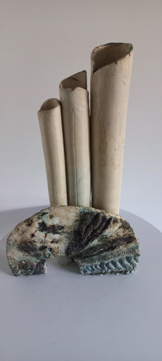 Image 1 of Vintage brutalist keramiek kunstwerk sculptuur