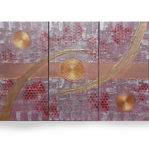 Abstract Paintings A1213 — Large textured Triptych