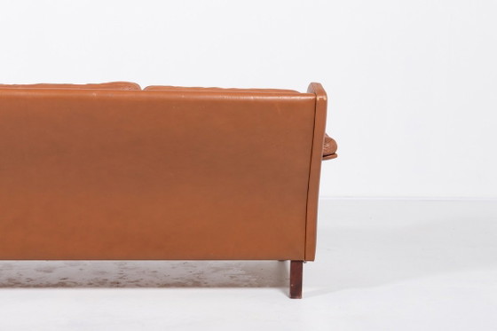 Image 1 of 1970’s Danish Modern cognac leather Wing sofa