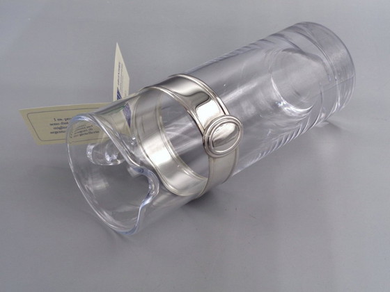 Image 1 of Karaf van geblazen glas met een band van 925 zilver.