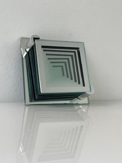 Vintage mirrored coaster set with holder